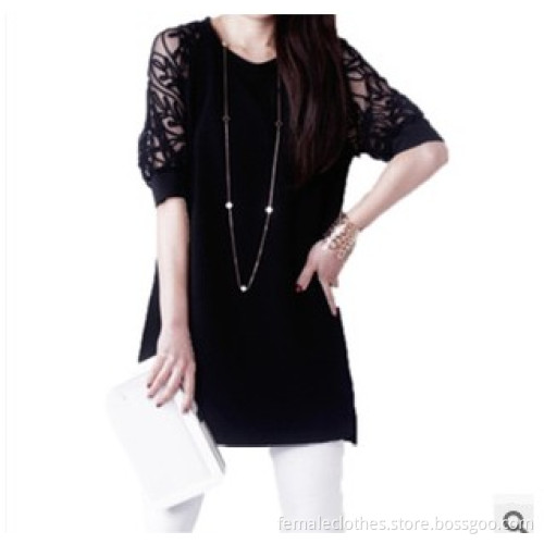 Korean version women loose stitching lace dress Slim bottoming a short-sleeved dress vestido vestito jupe elbise skirt